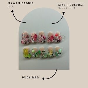 Colorful Kawaii Duck style Press On Nails